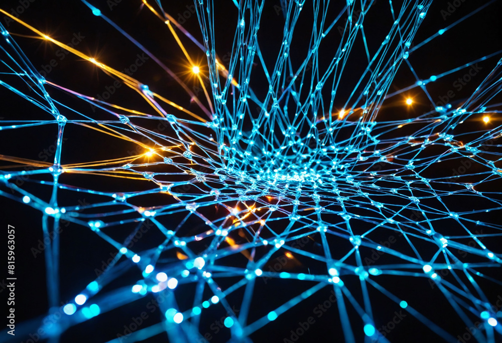 Poster an up-close view of vibrant electrons swirling around a crystal lattice, casting ethereal reflection