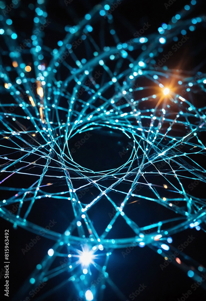Poster An up-close view of vibrant electrons swirling around a crystal lattice, casting ethereal reflections