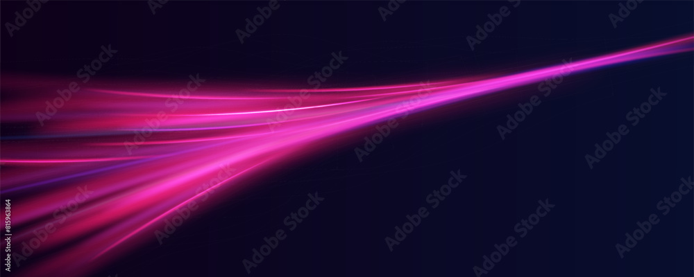 Poster shining lights in motion with small particles. ring of fire, plasma ring on a dark background. eon s