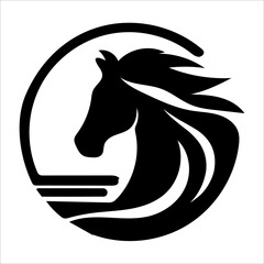 Horse black silhouette flat vector logo style illustration