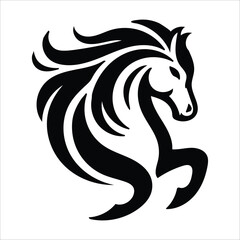 Horse black silhouette flat vector logo style illustration