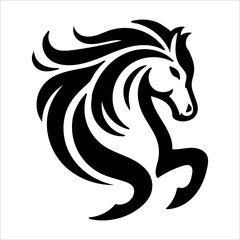 Horse black silhouette flat vector logo style illustration