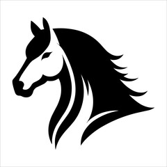 Horse black silhouette flat vector logo style illustration