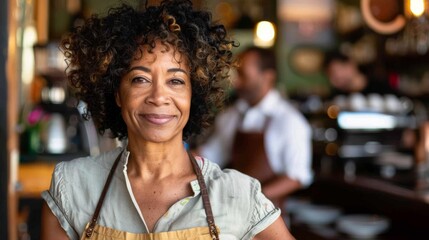 Confident Cafe Owner Smiling