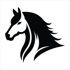 Horse black silhouette flat vector logo style illustration