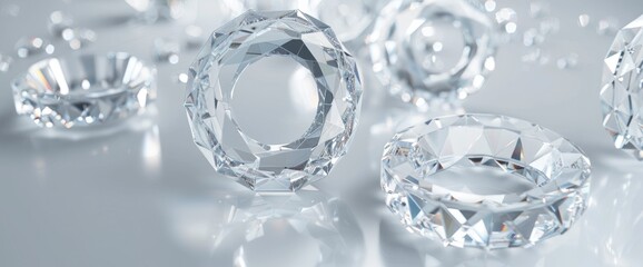 An Abstract Glass Geometric Composition With Crystal Rings And Lines Evokes A Sense Of Harmony And Balance, 3D Rendering