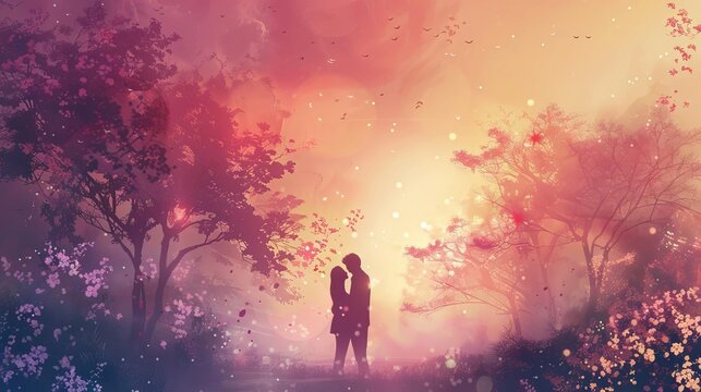 enchanting love ambiance a dreamy romantic interlude enveloped in soft hues concept illustration