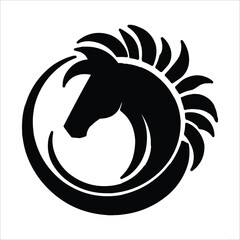 Horse black silhouette flat vector logo style illustration