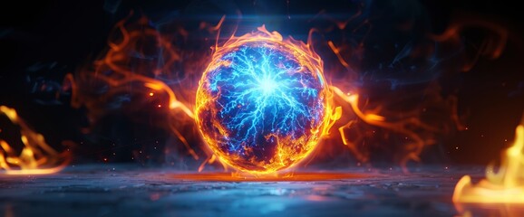 Fototapeta premium An Abstract Glowing Sphere Made Of Plasma Radiates With Energy And Light, Creating A Captivating Focal Point That Evokes Feelings Of Wonder And Scientific Discovery, 3D Rendering