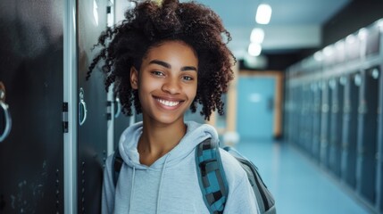 A Smiling Student by Lockers