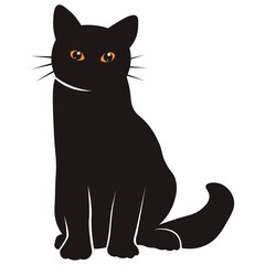 International Cat Day on August 8. Cat Day Silhouette with Flat Design.