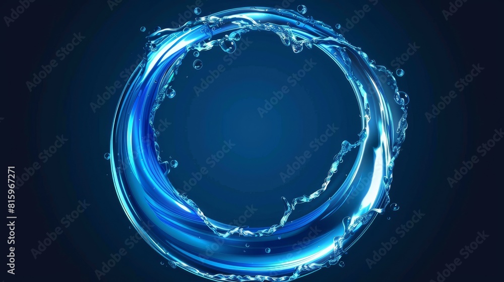 Aufkleber a realistic 3d modern frame showing water circles splashing against a round swirling frame. water dr