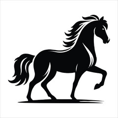 Obraz premium Wild horse black silhouette flat vector illustration