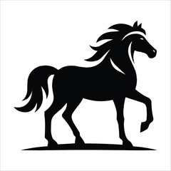Obraz premium Wild horse black silhouette flat vector illustration