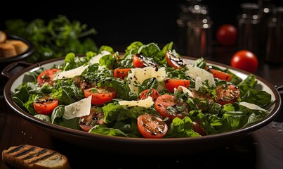 Fresh Caprese Salad With Tomatoes and Cheese in Pan