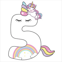 number five unicorn vector