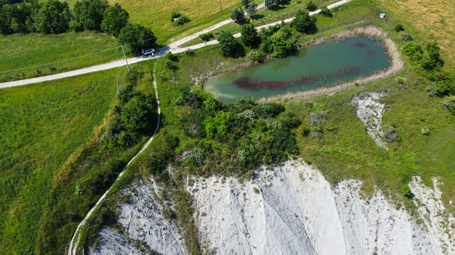 drone photography Modena hills Denzano Marano cultivated fields and small towns