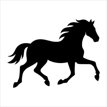 Wild horse black silhouette flat vector illustration