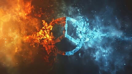 fire and ice contrasting elements of peace and war concept illustration