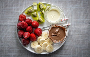 Chocolate fondue on a plate
