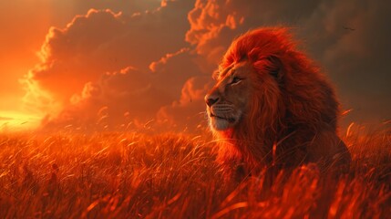 Naklejka premium lion fighing over Massai marah jungle in south africa 4K Wallpaper created by ai