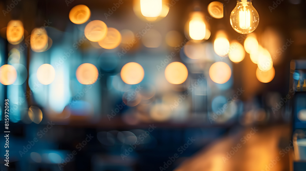 Poster blur coffee shop or cafe restaurant with abstract bokeh light image backgroundfor montage product di