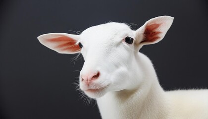 Fototapeta premium sheep close up head on black background 