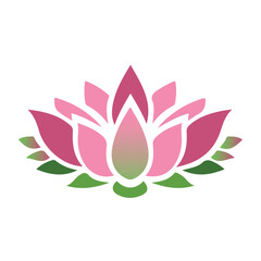 Pink Lotus Flower Icon Logo on White Background Illustration