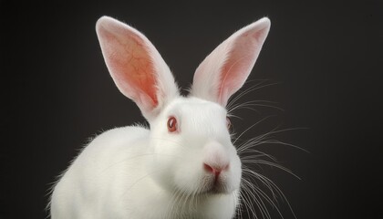 Fototapeta premium rabbit close up head on black background 