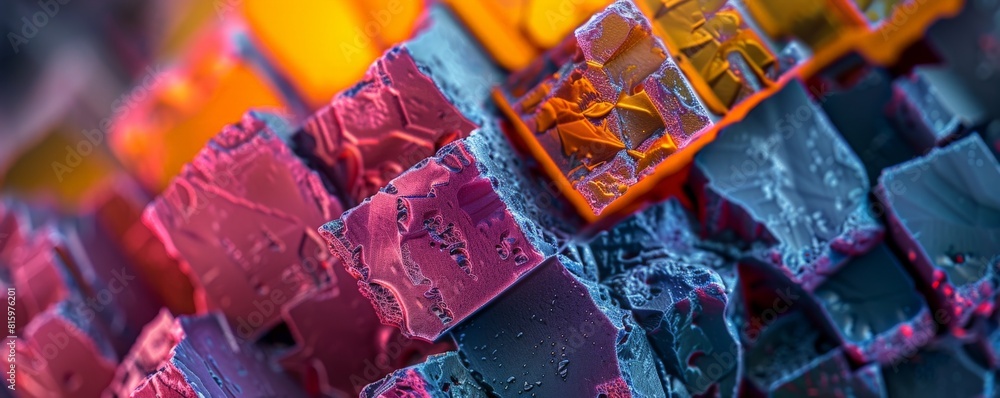 Poster abstract 3d render of colorful geometric shapes.