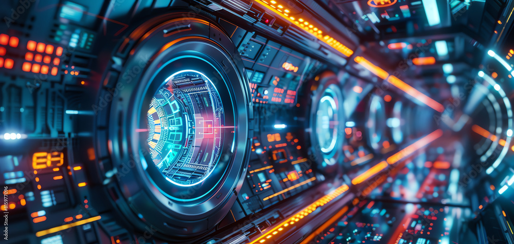 Poster capture a side view of futuristic technologies in a utopian setting