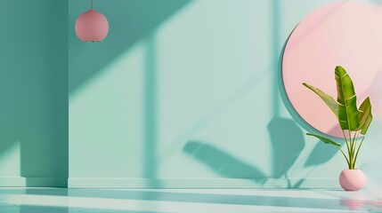 pink decoration on light green background