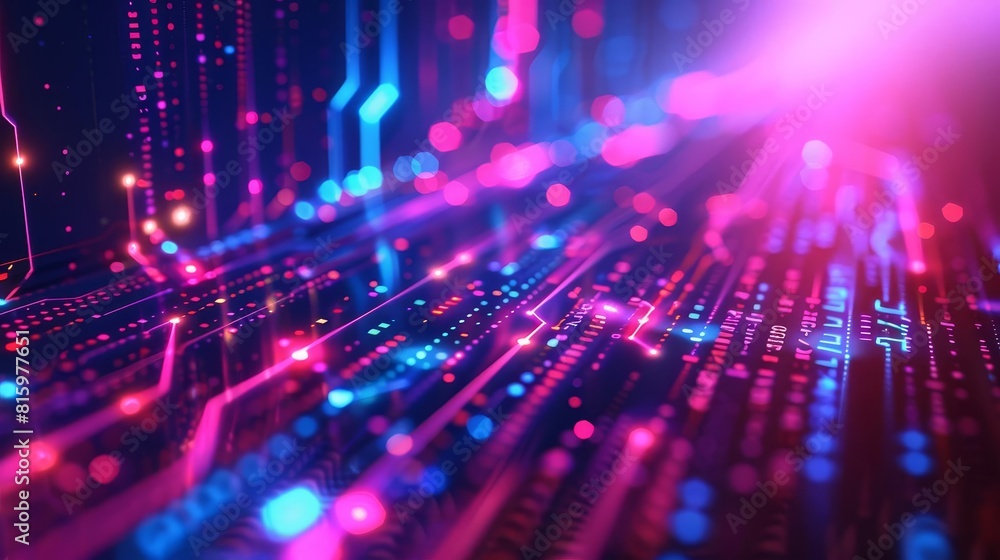 Poster futuristic cyber space background with glowing neon lines and shapes abstract