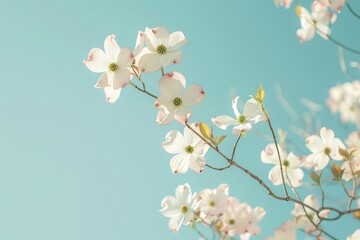 Soft White Dogwood Flowers Blooming in Spring