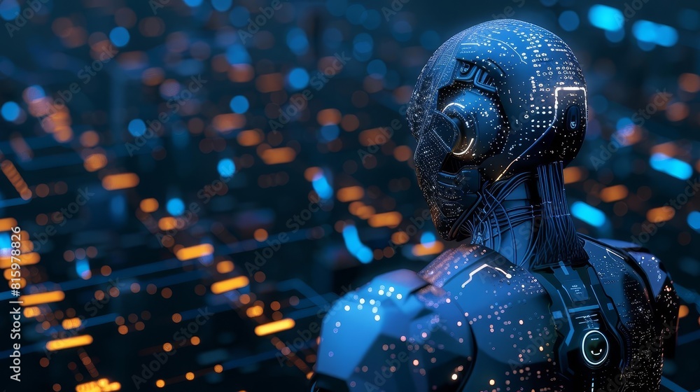 Poster futuristic insights ai machine learning analyzing big data conceptual 3d illustration