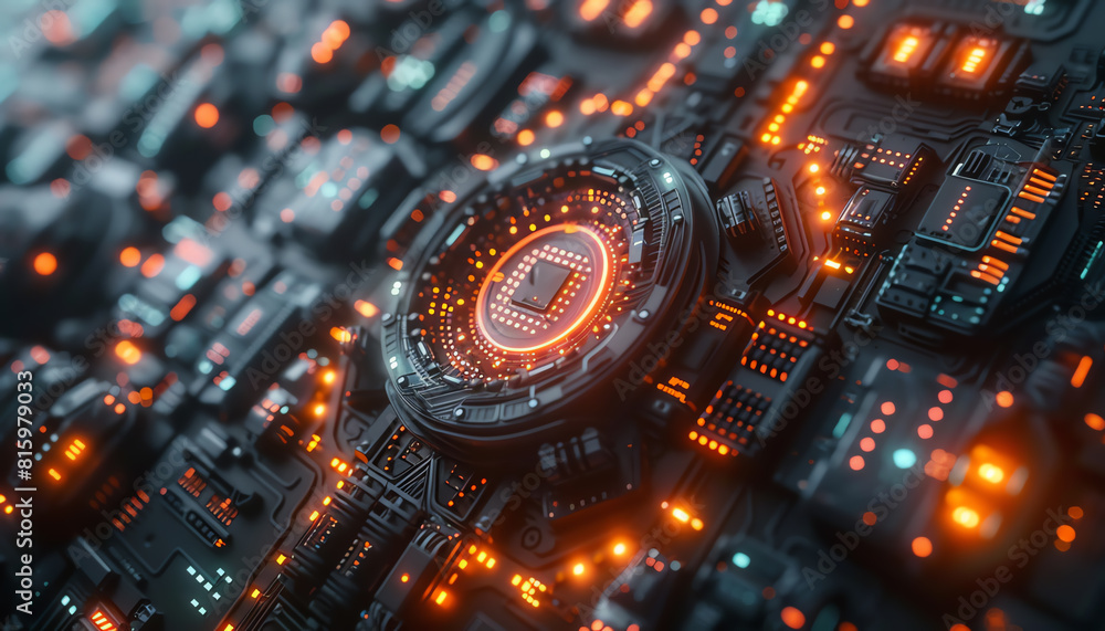 Poster capture a close-up shot of futuristic technologies seamlessly blending with intricate neural network