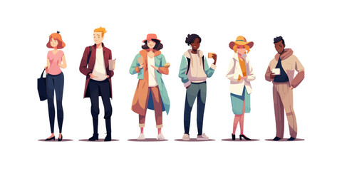 Obraz premium collection of diverse cartoon people, colorful vector illustration