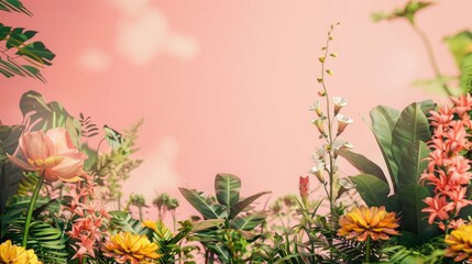 Floral plant set against a soft pink nature backdrop - Powered by Adobe