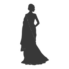 Silhouette independent indian women wearing Saree black color only