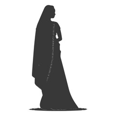 Naklejka premium Silhouette independent indian women wearing Saree black color only