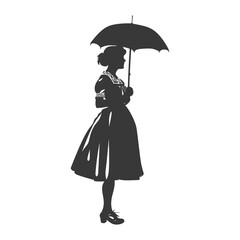 Silhouette independent germany women wearing dirndl with umbrella black color only
