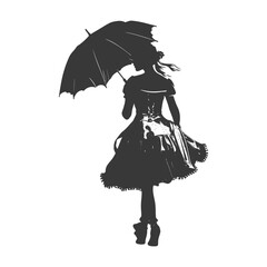 Silhouette independent germany women wearing dirndl with umbrella black color only