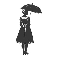 Silhouette independent germany women wearing dirndl with umbrella black color only