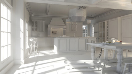 Renovation interior 3D render : Generative AI