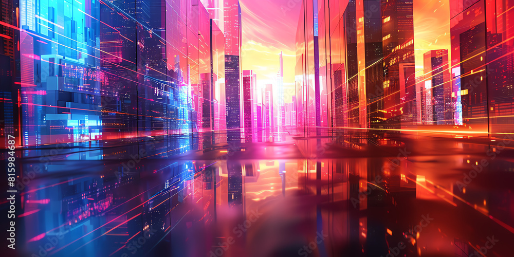 Poster design a digital artwork depicting a futuristic holographic display projecting from a side view pers