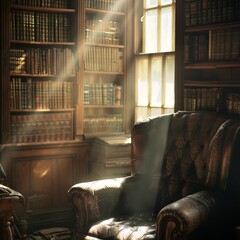 leather chair in the library