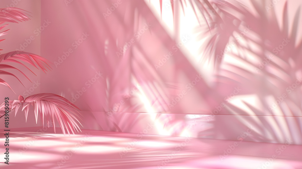 Poster abstract gradient pink studio background for product presentation empty room with shadows of window 