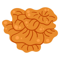 Coral vector illustration doodle drawing, isolated marine coral plant. Ocean plants, underwater flora, seaweed. Aquatic plant, algae, tropical seabed elements vector.