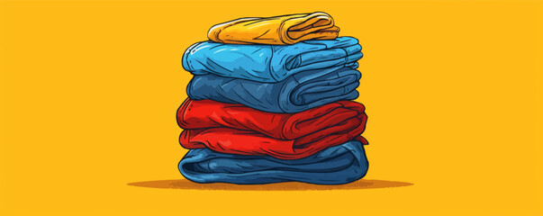 Stacked clothes. Isolated on background. Cartoon vector illustration