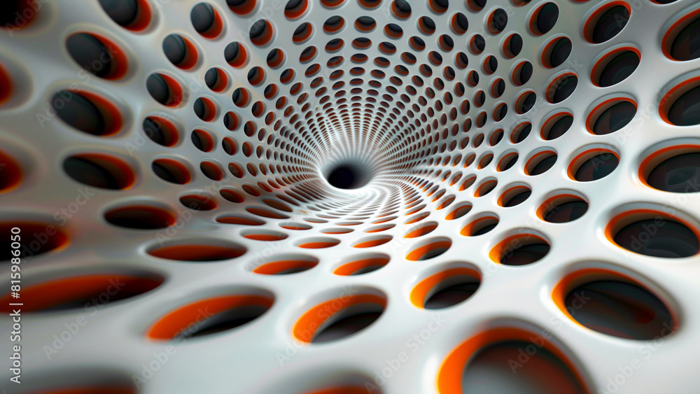 Poster abstract orange and white infinite tunnel - geometric patterns and futuristic modern art concepts, d